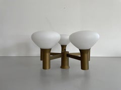 5-ball Glass and Metal Body Atomic Flush Mount Light, 1960s, Germany