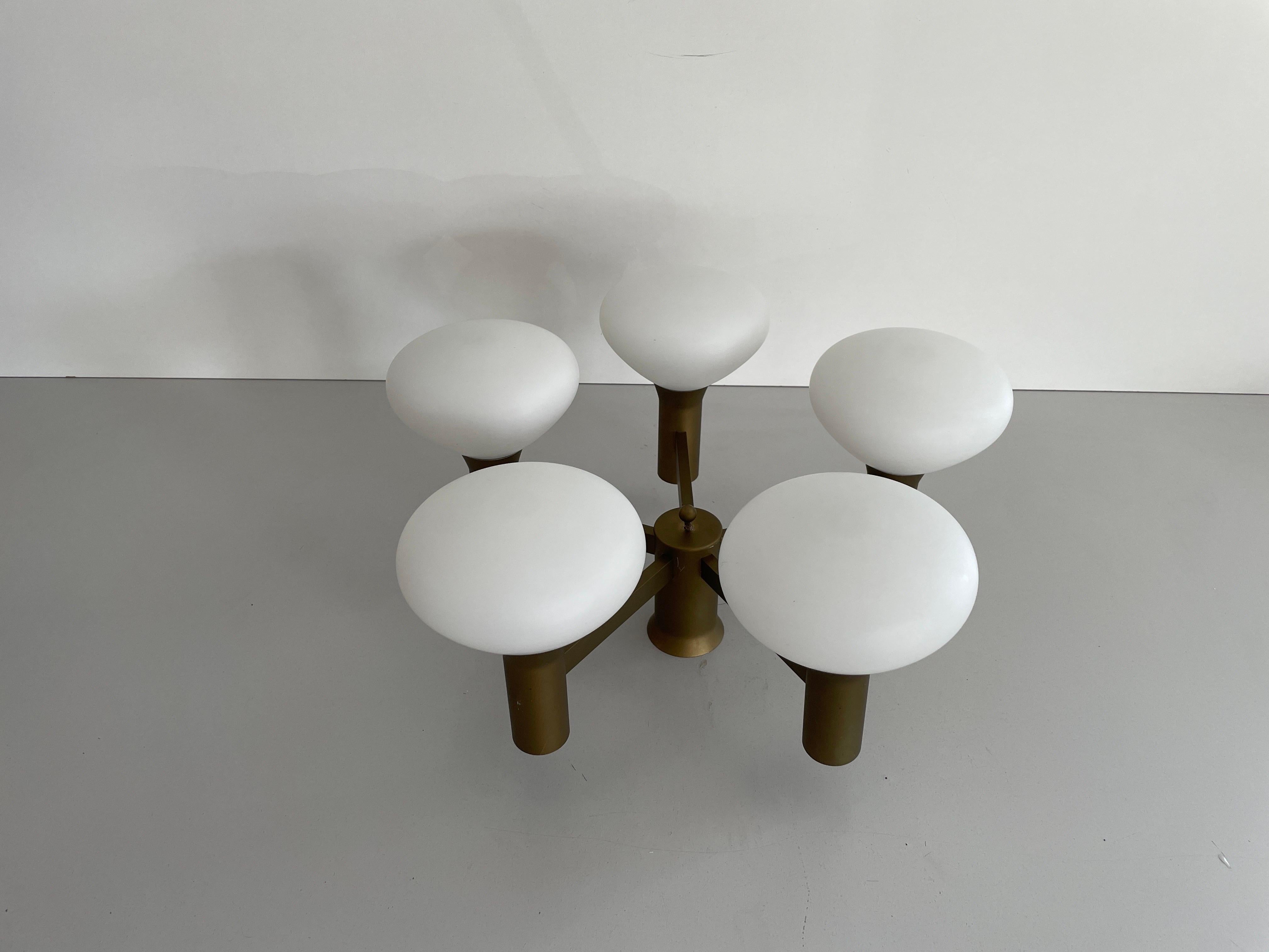 Lampada da incasso atomica con corpo in vetro e metallo a 5 sfere, anni '60, Germania In condizioni ottime in vendita a Hagenbach, DE
