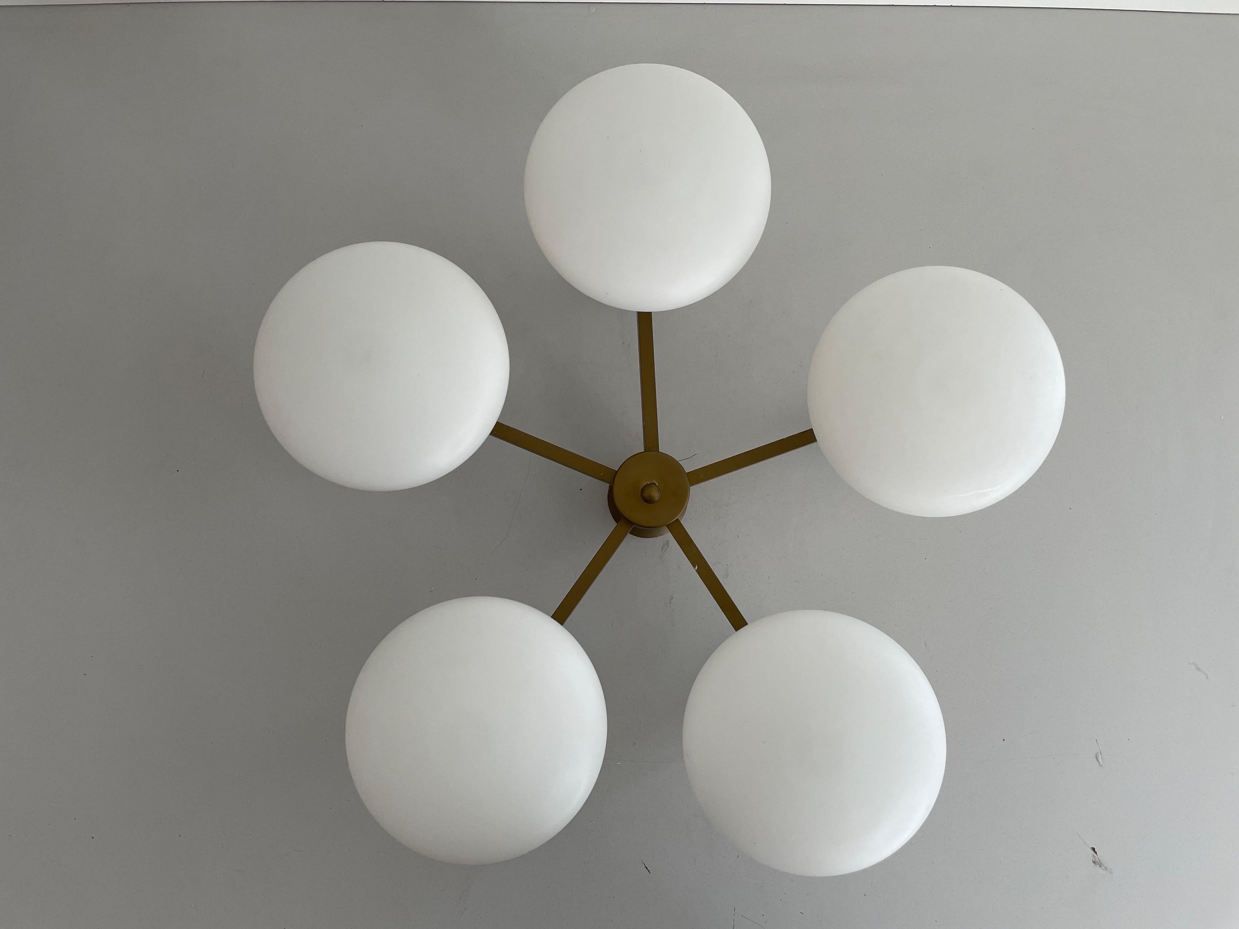 Vetro Lampada da incasso atomica con corpo in vetro e metallo a 5 sfere, anni '60, Germania in vendita