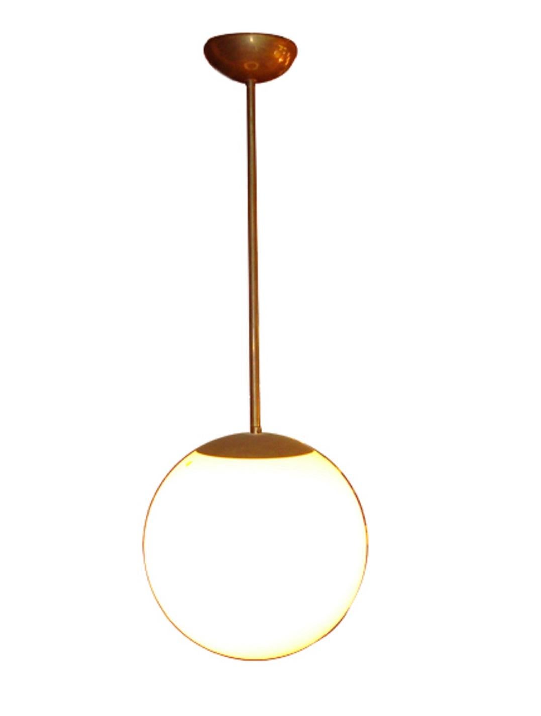 5 hanging lamp

Material: bronze and opalina glass
Style: Art Deco
Country: German
To take care of your property and the lives of our customers, the new wiring has been done.
If you are looking for an chandelier to match the set of sconces we have