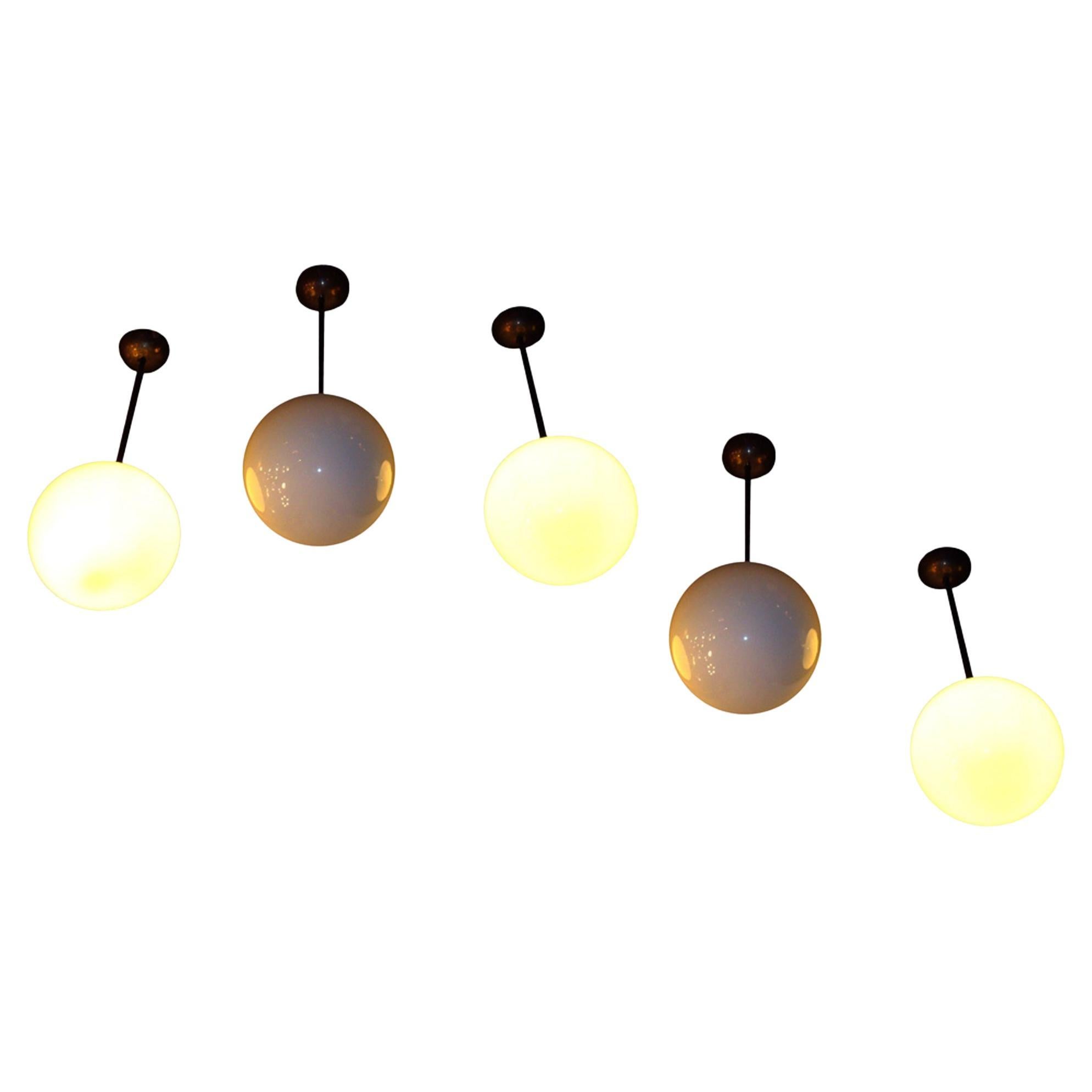 5 Ball Lamps of the Kavanagh Building in Buenos Aires, Argentina, 1920, Bauhaus
