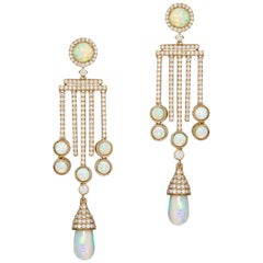 Goshwara Opal Drop And Cab With Diamond Earrings