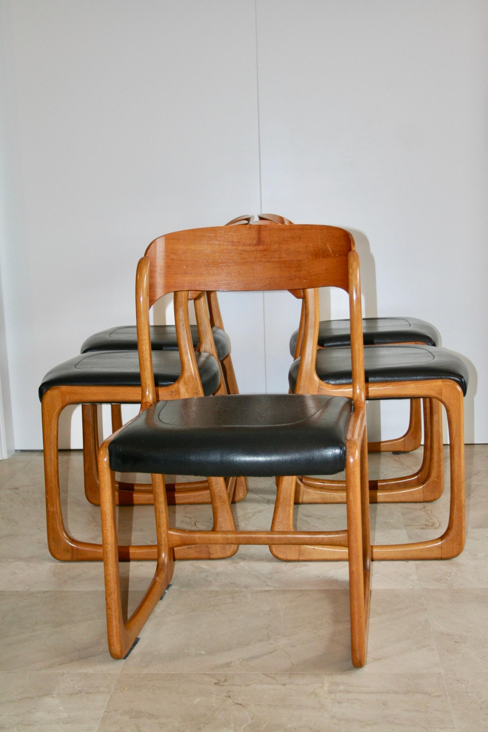 5 Baumann Traineau Sledge Chairs in Their Original Leather For Sale 2