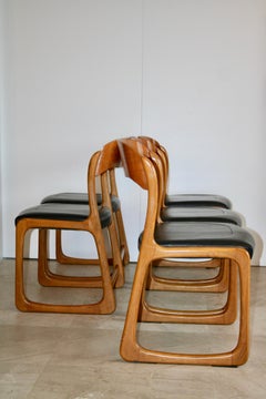 5 Baumann Traineau Sledge Chairs in Their Original Leather