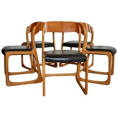 5 Baumann Traineau Sledge Chairs in Their Original Leather