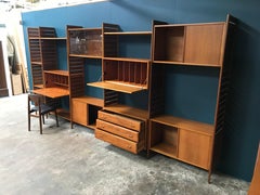 5-Bay Ladderax Teak Midcentury Shelving System by Robert Heal for Staples