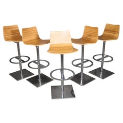 5 Sgabelli in legno curvato in stile Midcentury