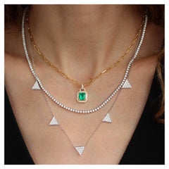 5 Big Triangles Pave Diamonds Modern, Contemporary and Edgy Necklace