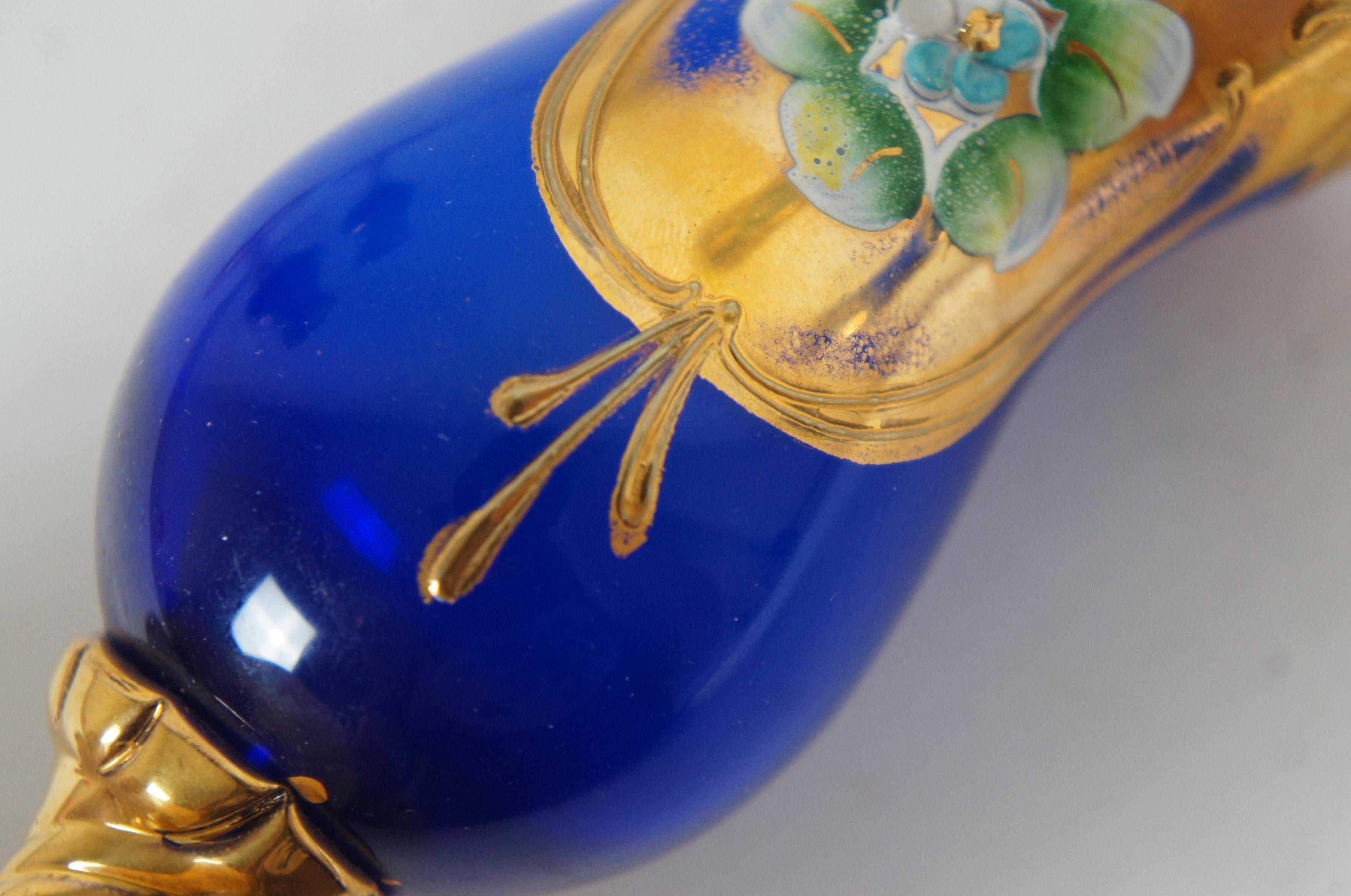 5 Bicchieri da aperitivo cordiale cechi blu cobalto e smalto dorato da 6 pollici in vendita 5