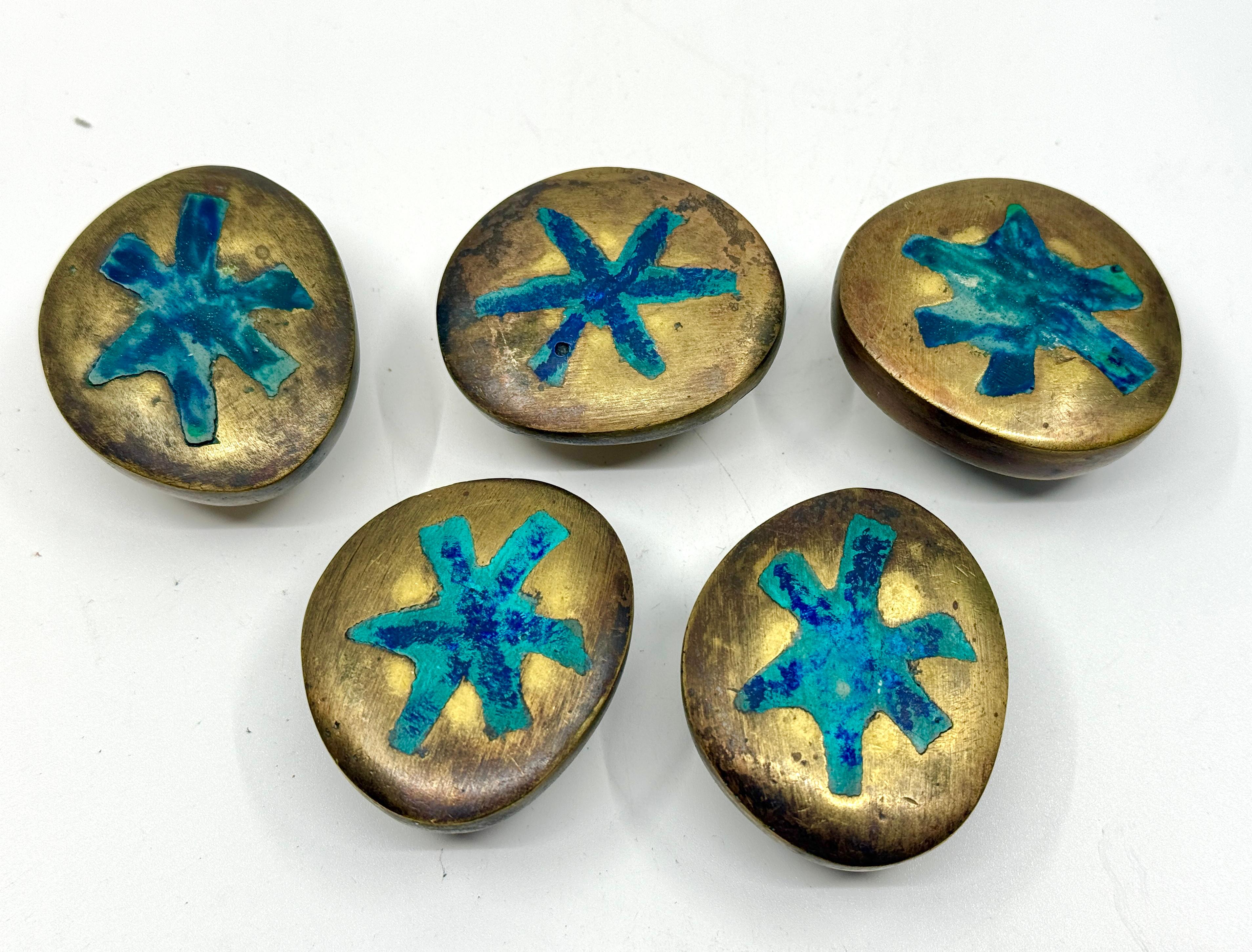 5 tiretti in ottone e malachite firmati Pepe Mendoza in vendita 3