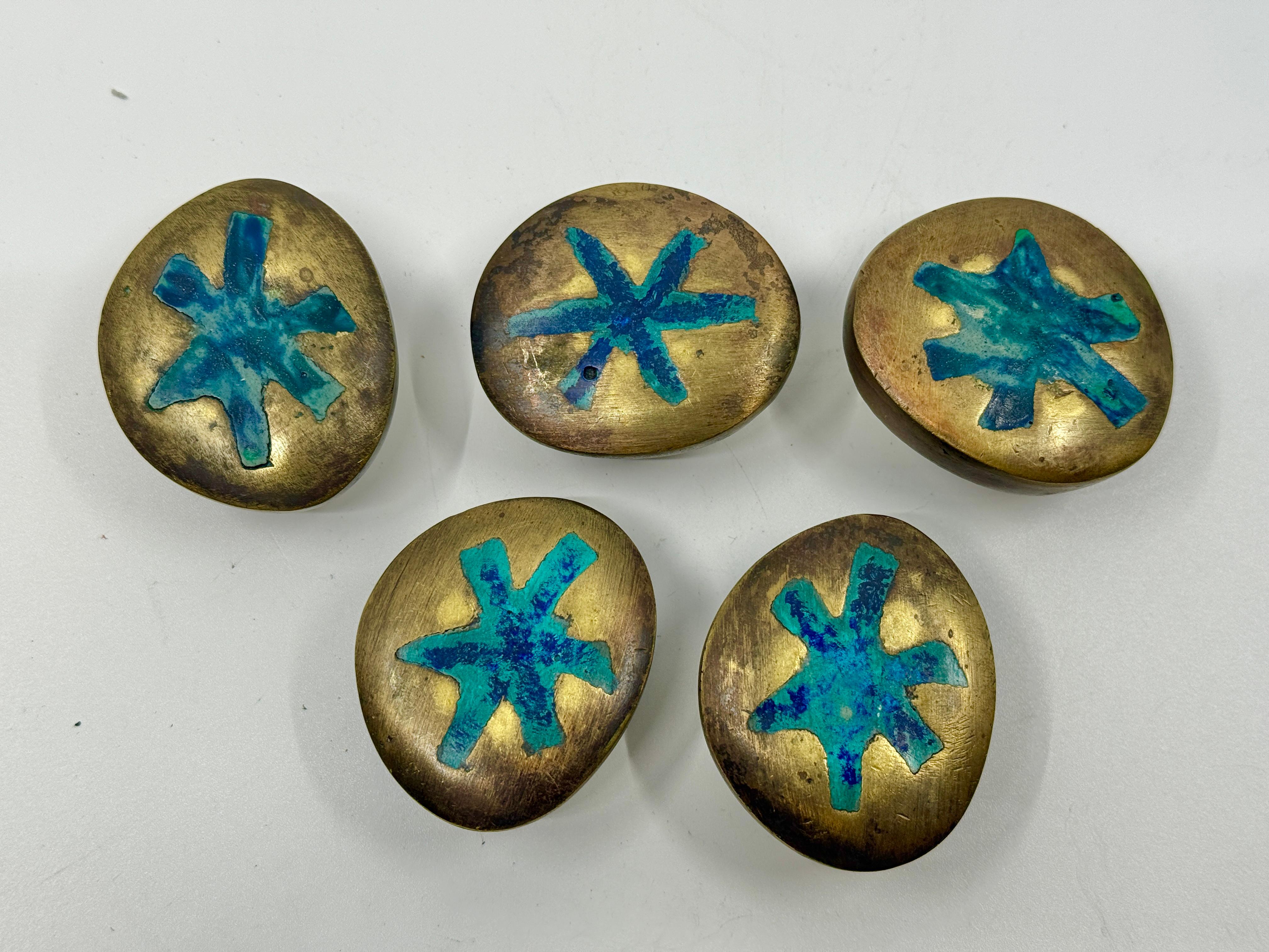 5 tiretti in ottone e malachite firmati Pepe Mendoza in vendita 4