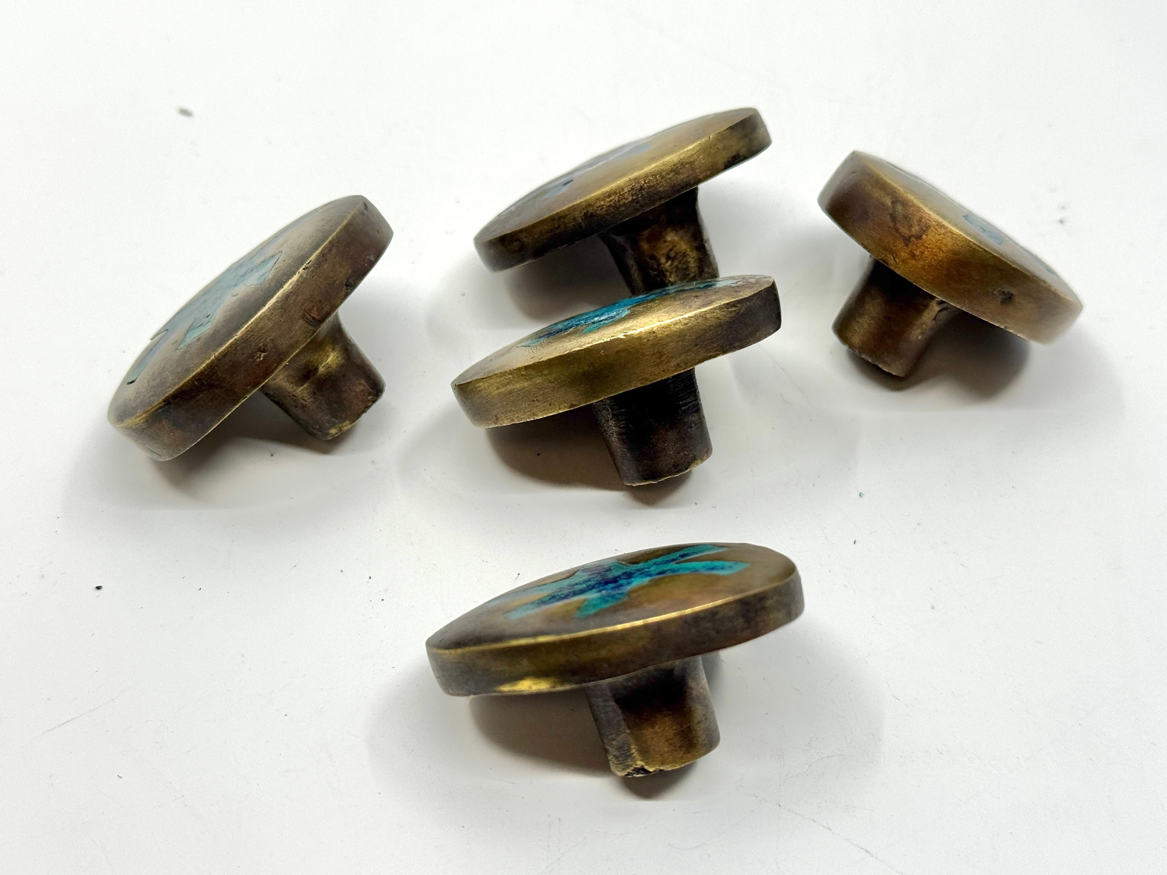 5 tiretti in ottone e malachite firmati Pepe Mendoza in vendita 5