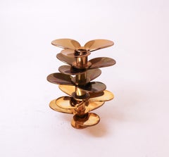 Five Brass Candlesticks by Pierre Forsell, Skultuna, Sweden, 1980s