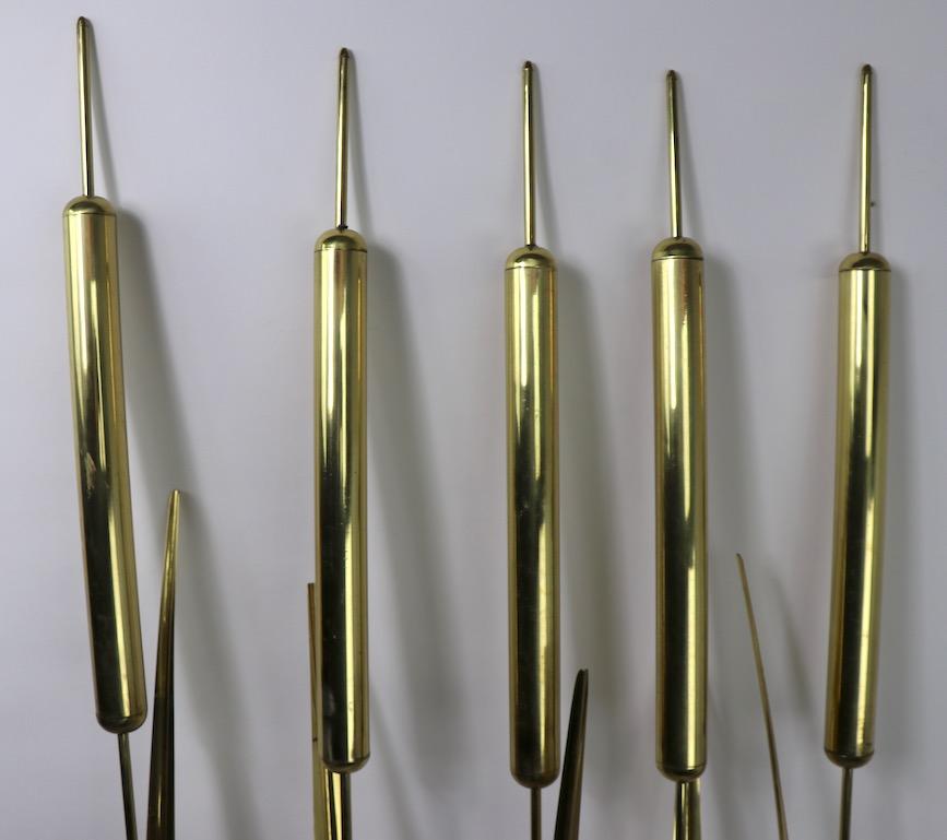 Mid-Century Modern 5 Brass Cattails Attributed to Jere