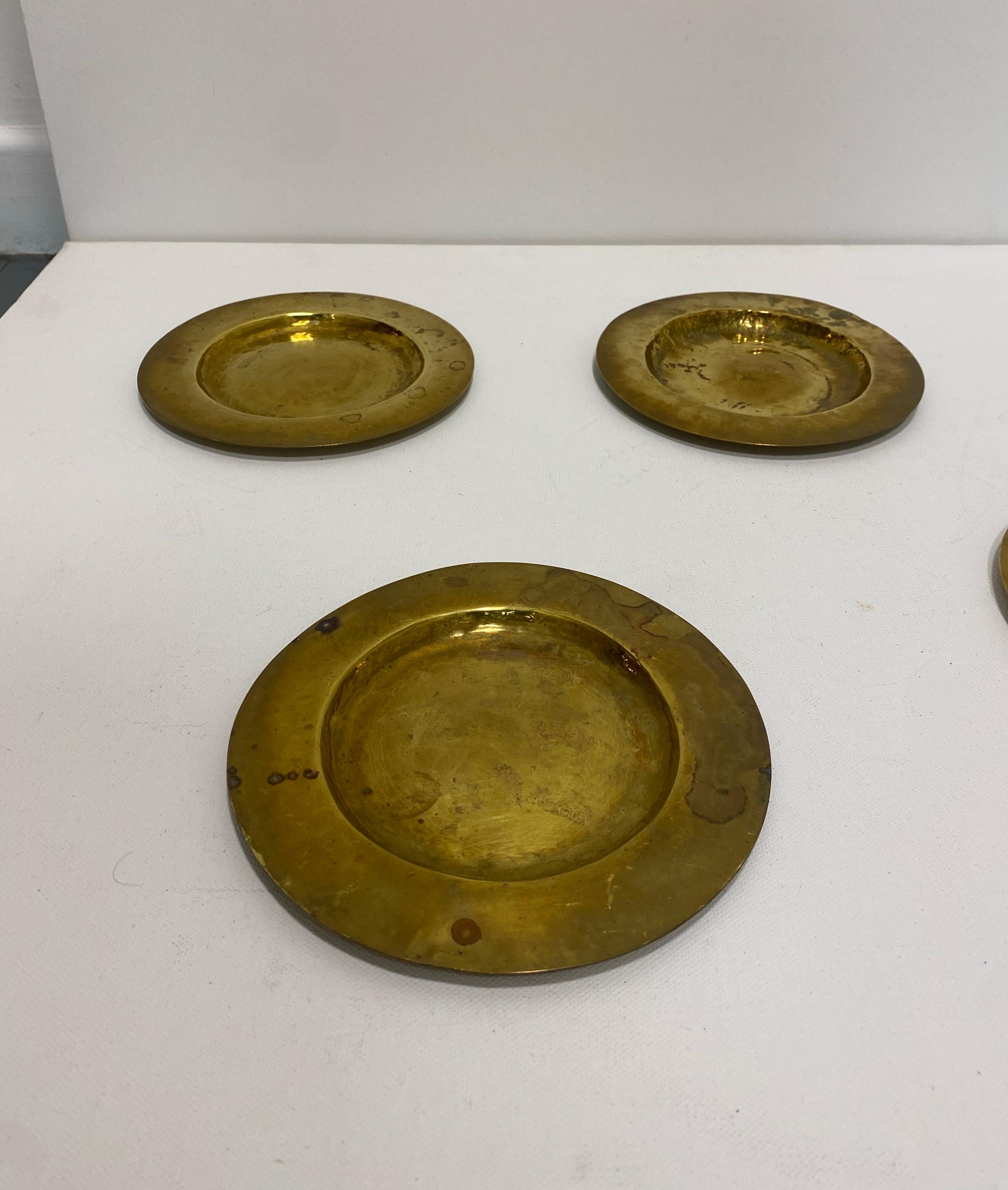 5 Plaques en laiton Table Hollywood Regency Vintage 1960s Desert Gold Art Nouveau en vente 2