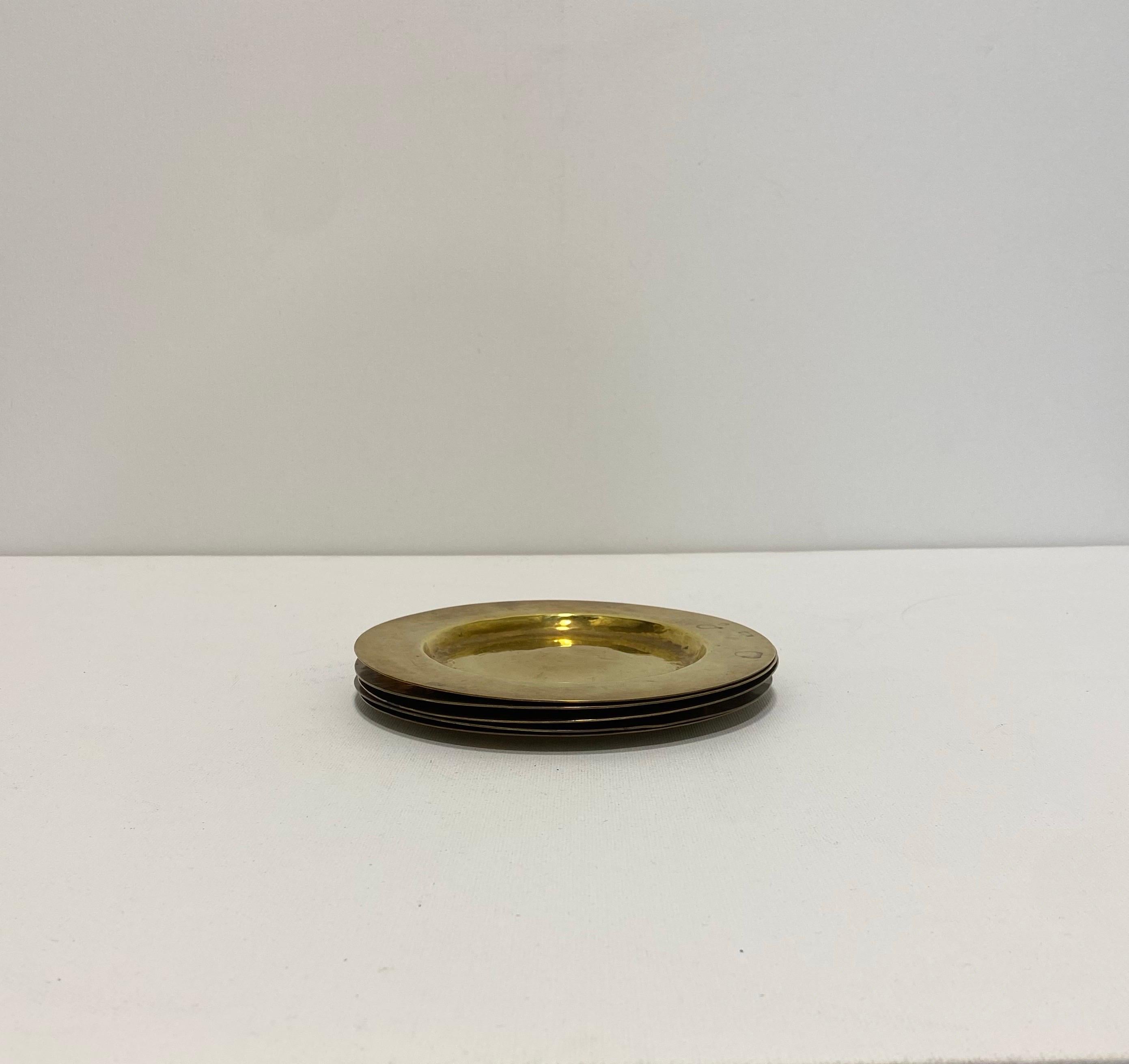 5 Plaques en laiton Table Hollywood Regency Vintage 1960s Desert Gold Art Nouveau en vente 3