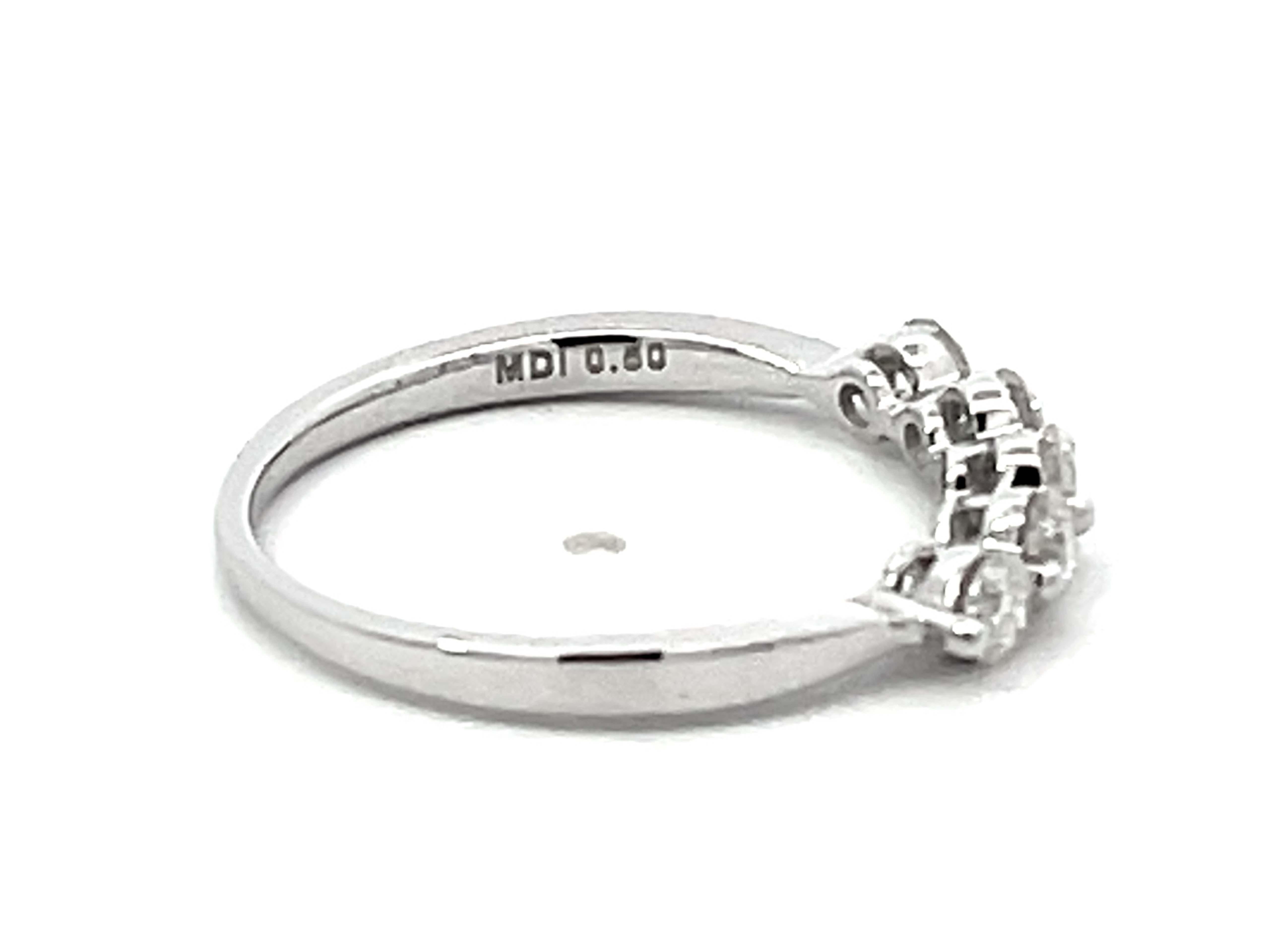 Women's or Men's 5 Brilliant Cut 0.50 Carat Diamond Band Ring Solid 18k White Gold For Sale