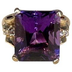 5 Carat Amethyst and Diamond Cocktail Ring in 14 Karat Yellow Gold