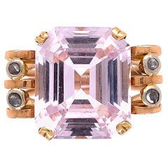 Retro 5 Carat Amethyst and Diamond Rose Gold Retro Cocktail Ring