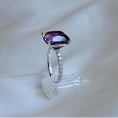 5 Carat Amethyst, Diamond & White Gold Cocktail Ring