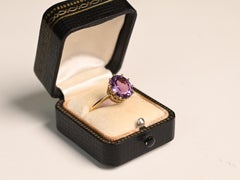 5 Carat Amethyst Ring. Oval Cut Natural 18K Yellow Gold Crown Style Ten Prong