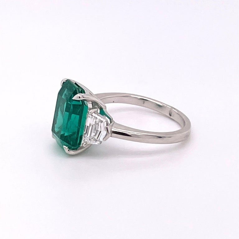 Customizable 5 Carat Antique Emerald Cut Emerald Engagement Ring, Halo