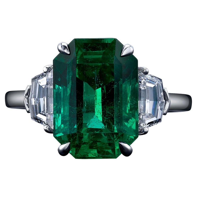 1 Carat Custom Halo Antique Emerald Cut Engagement Ring