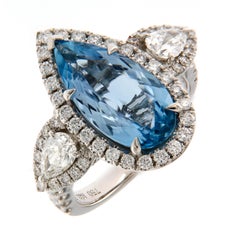 5 carat Aquamarine Diamond Cocktail Ring
