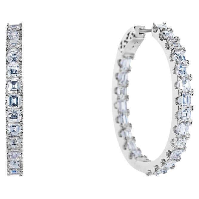 4 carat diamond hoop earrings Clearance