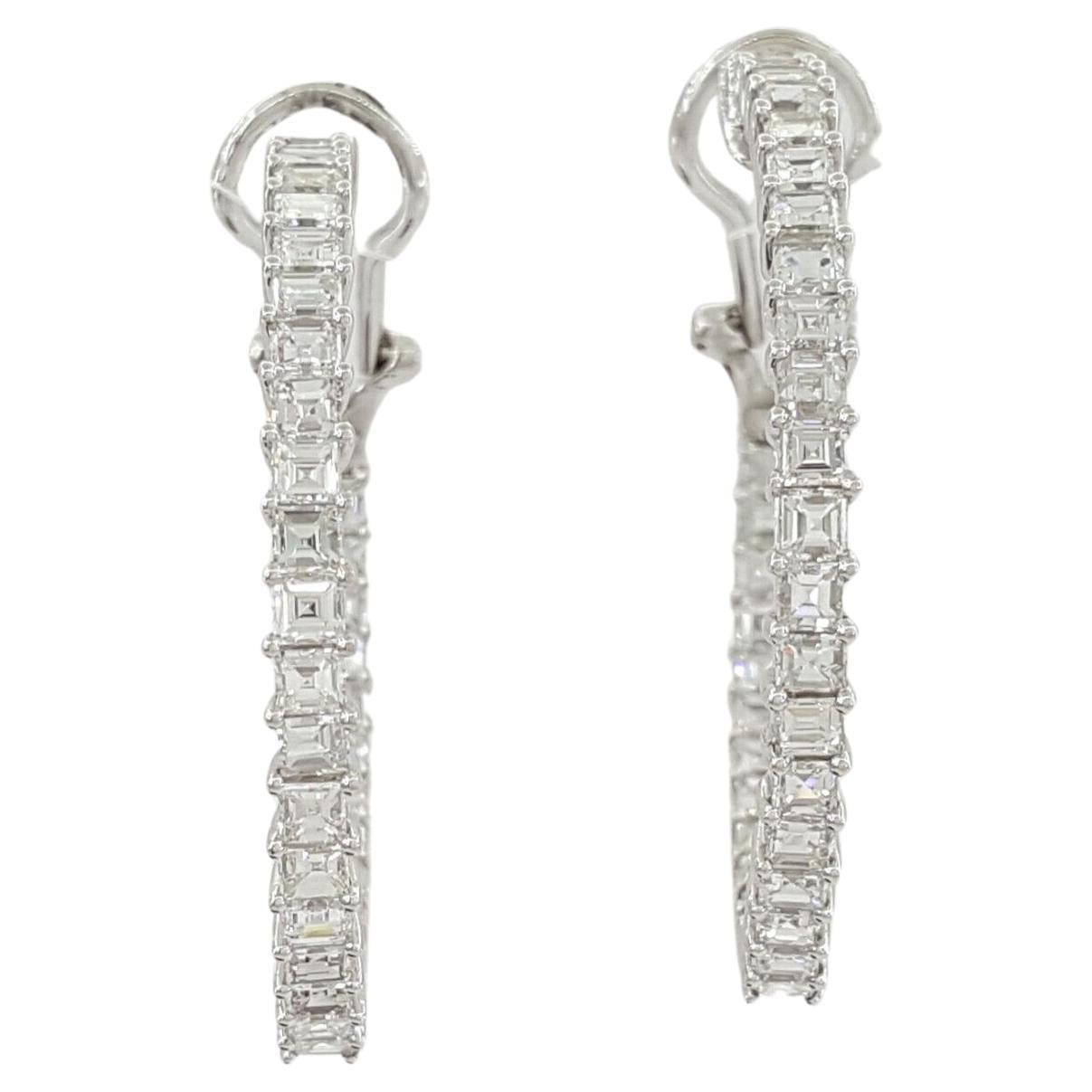 5 Carat Asscher Diamond Cut Hoop Earrings In New Condition For Sale In Rome, IT
