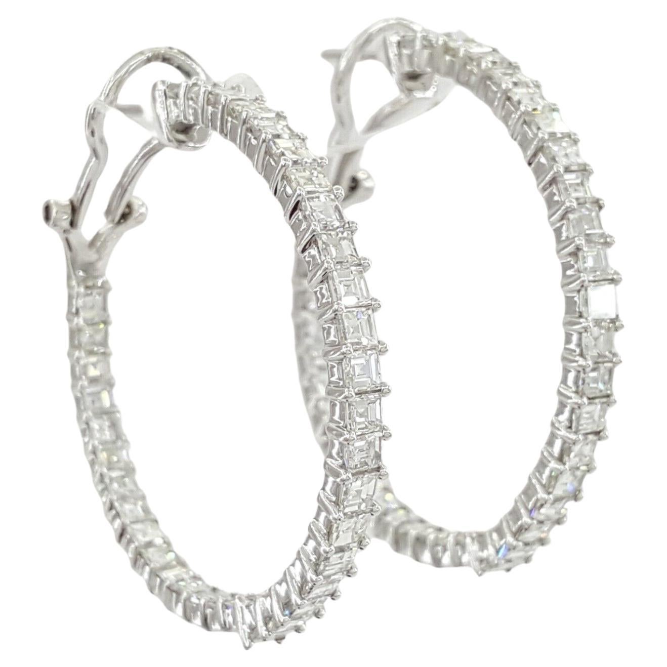 5 Carat Asscher Diamond Cut Hoop Earrings
