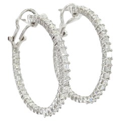 Pendientes de aro con corte de diamante Asscher de 5 quilates