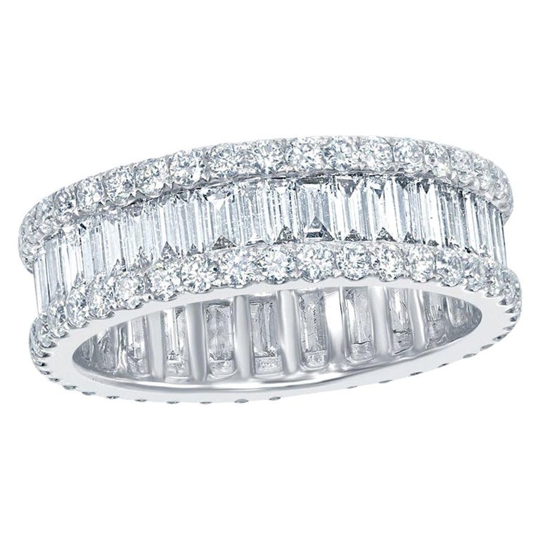 5 Carat Baguette and Round Diamond Eternity Ring For Sale at 1stDibs | baguette  diamond eternity ring, baguette eternity ring, baguette eternity band