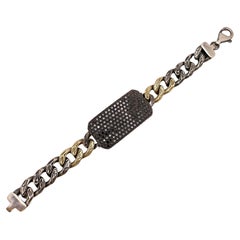 ZDNY Bracelet bicolore en or jaune 14 carats avec diamants noirs de 5 carats