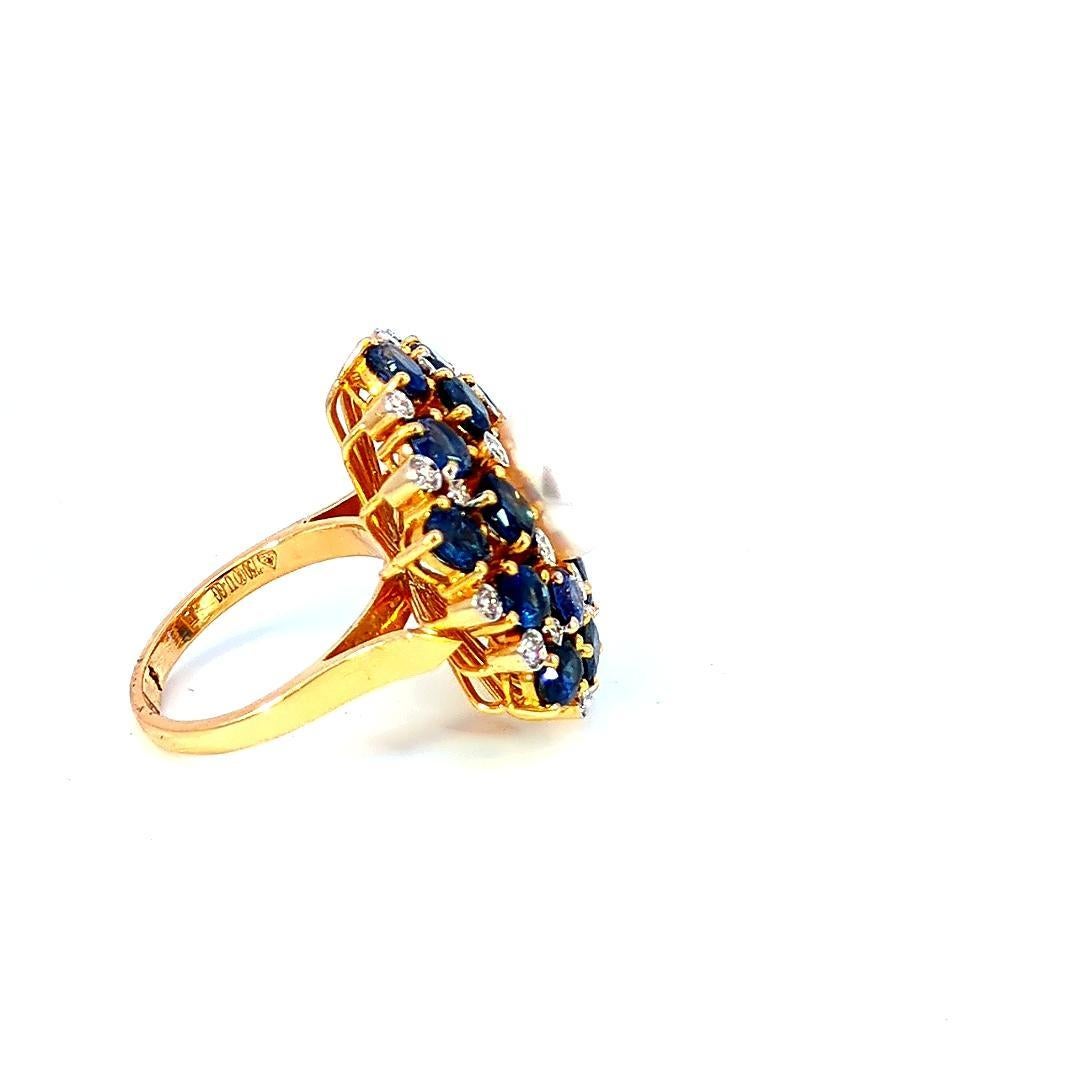 5 Carat Blue Sapphire Diamond Pearl 18K Gold Ring In New Condition For Sale In New York, NY