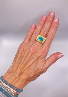 5 Carat  Paraiba Tourmaline and Diamond Ting 18 Karat Yellow Gold