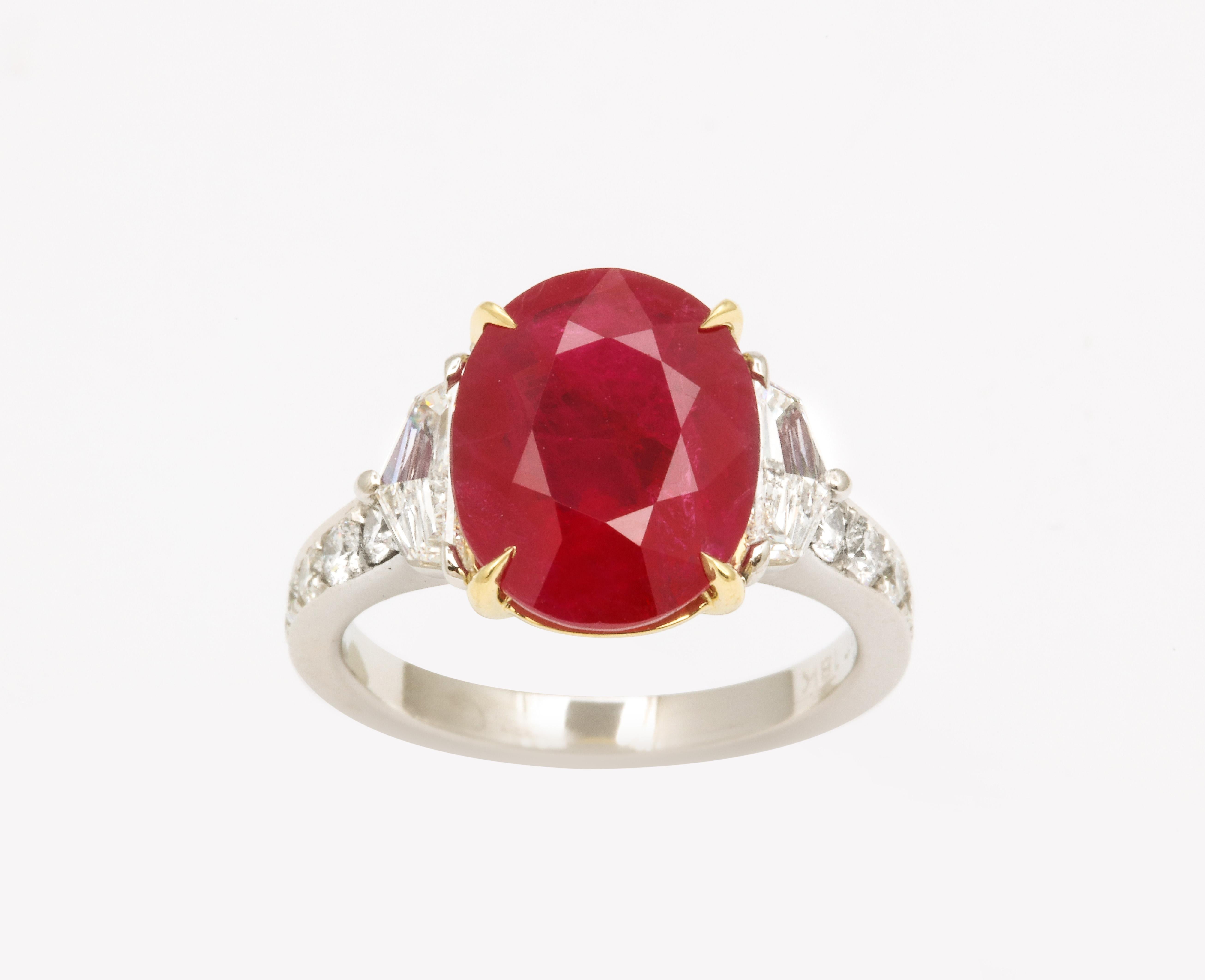 5 Carat Burma Ruby and Diamond Ring For Sale 3