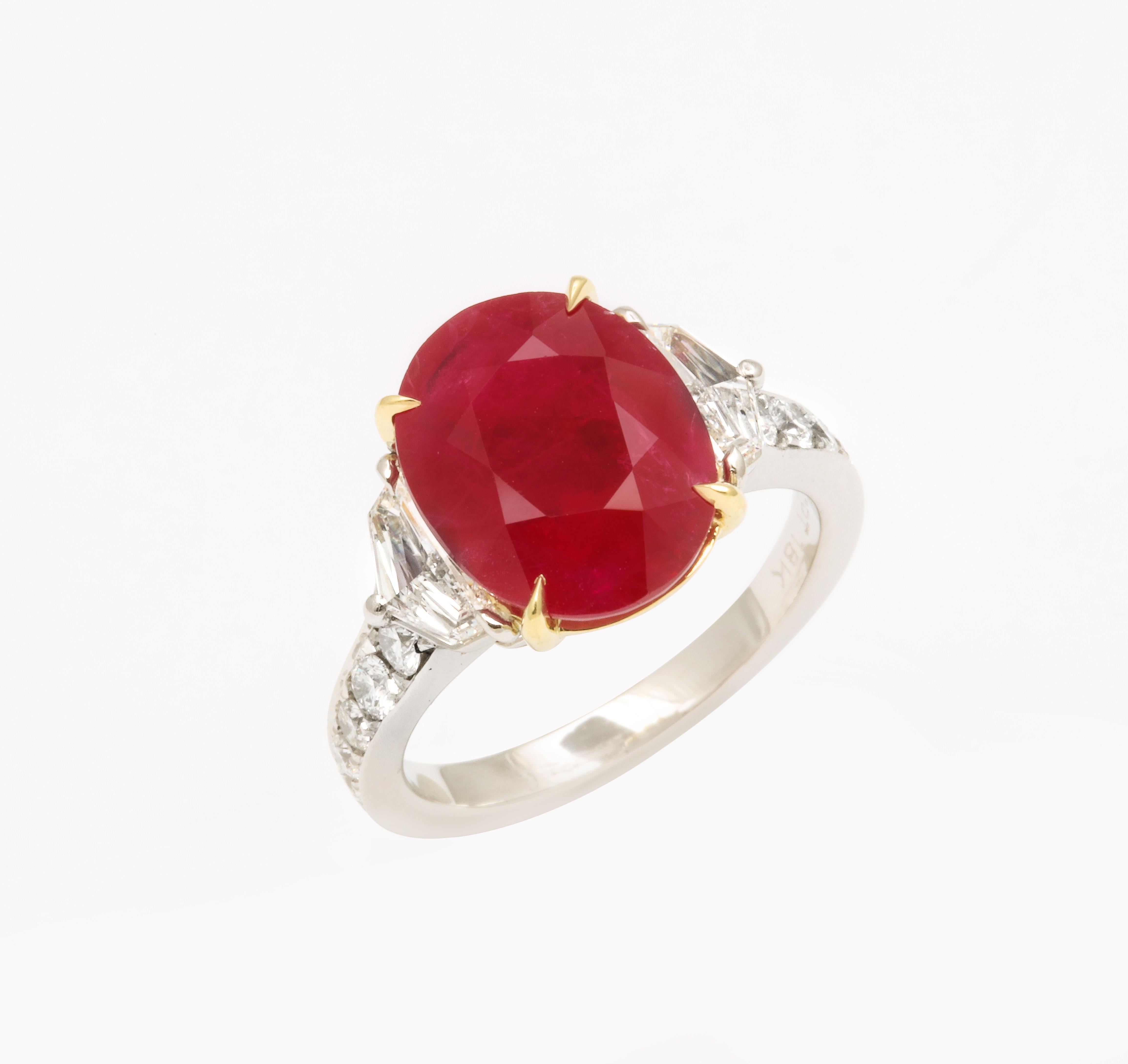5 Carat Burma Ruby and Diamond Ring For Sale 4