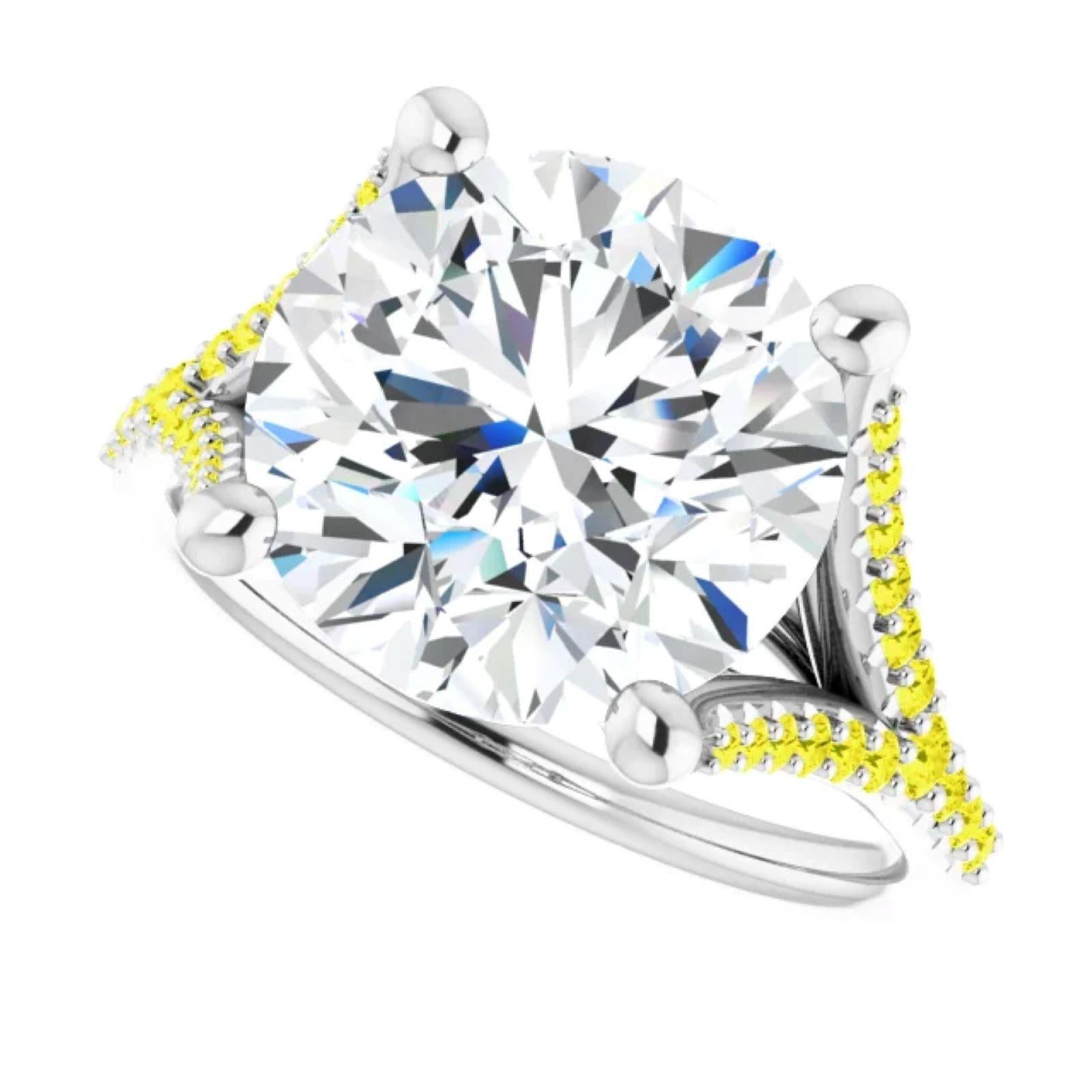 Im Angebot: Verlobungsring mit 5 Karat Kanarien- und weißem Diamanten () 4