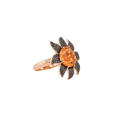 Sunita Nahata Citrine 5.00ct. Fancy Ring in 14K Rose Gold with Black Diamond.