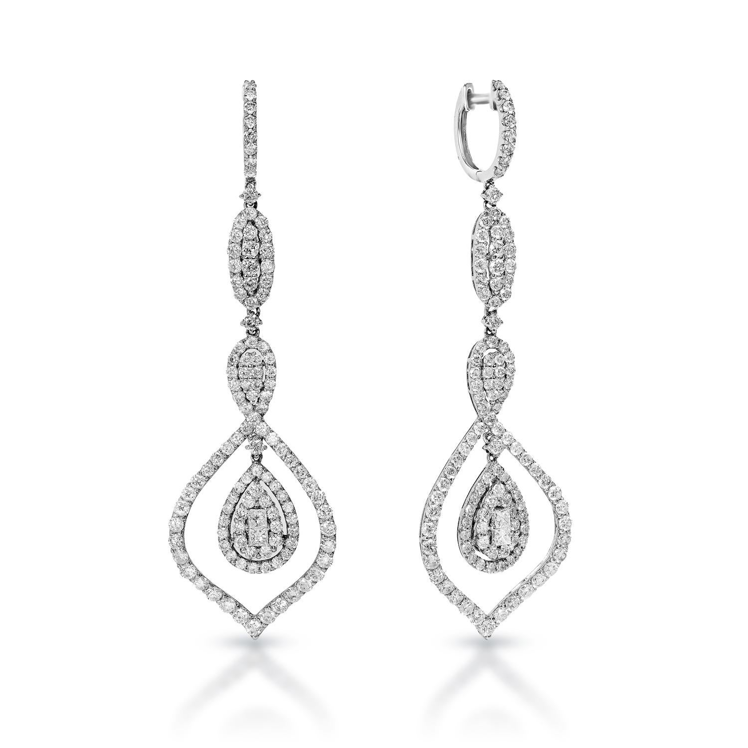 Mixed Cut 5 Carat Combine Mix Shape Diamond Hanging Earrings Certified For Sale