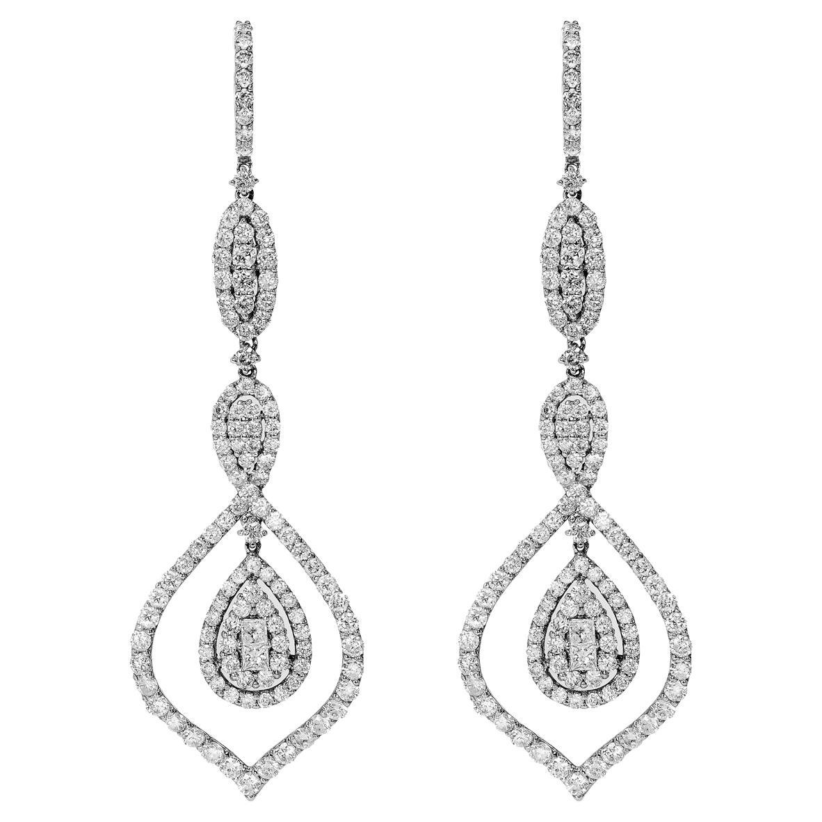 5 Carat Combine Mix Shape Diamond Hanging Earrings Certified