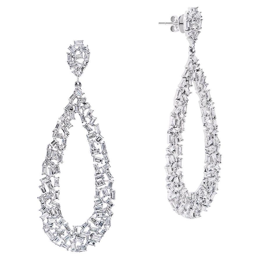 5 Carat Combine Mix Shape Diamond Hanging Earrings Certified For Sale