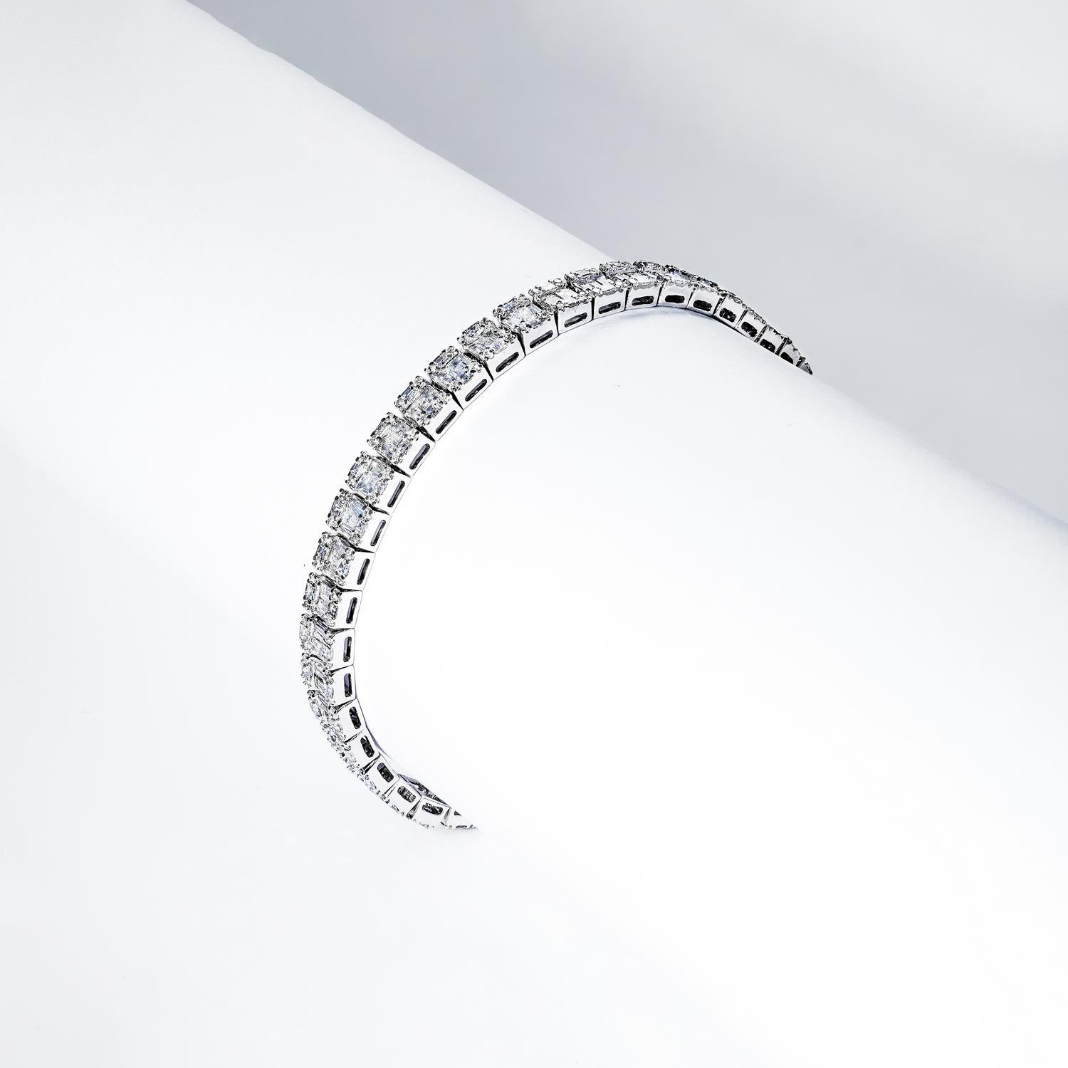 Mixed Cut 5 Carat Combine Mix Shape Single Row Diamond Tennis Bracelet Certified For Sale