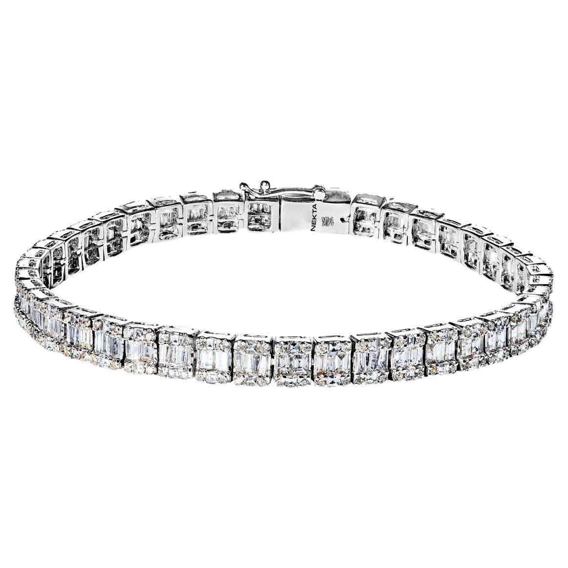 Bracelet tennis à rangée unique de diamants de forme mélangée de 5 carats certifié