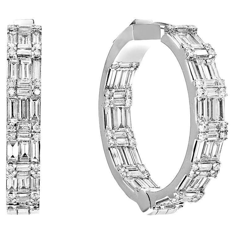 5 Carat Combined Mix Shape Diamond Hoop Earrings Certified For Sale