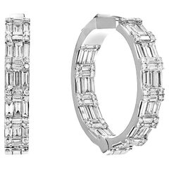 5 Carat Combined Mix Shape Diamond Hoop Earrings Certified