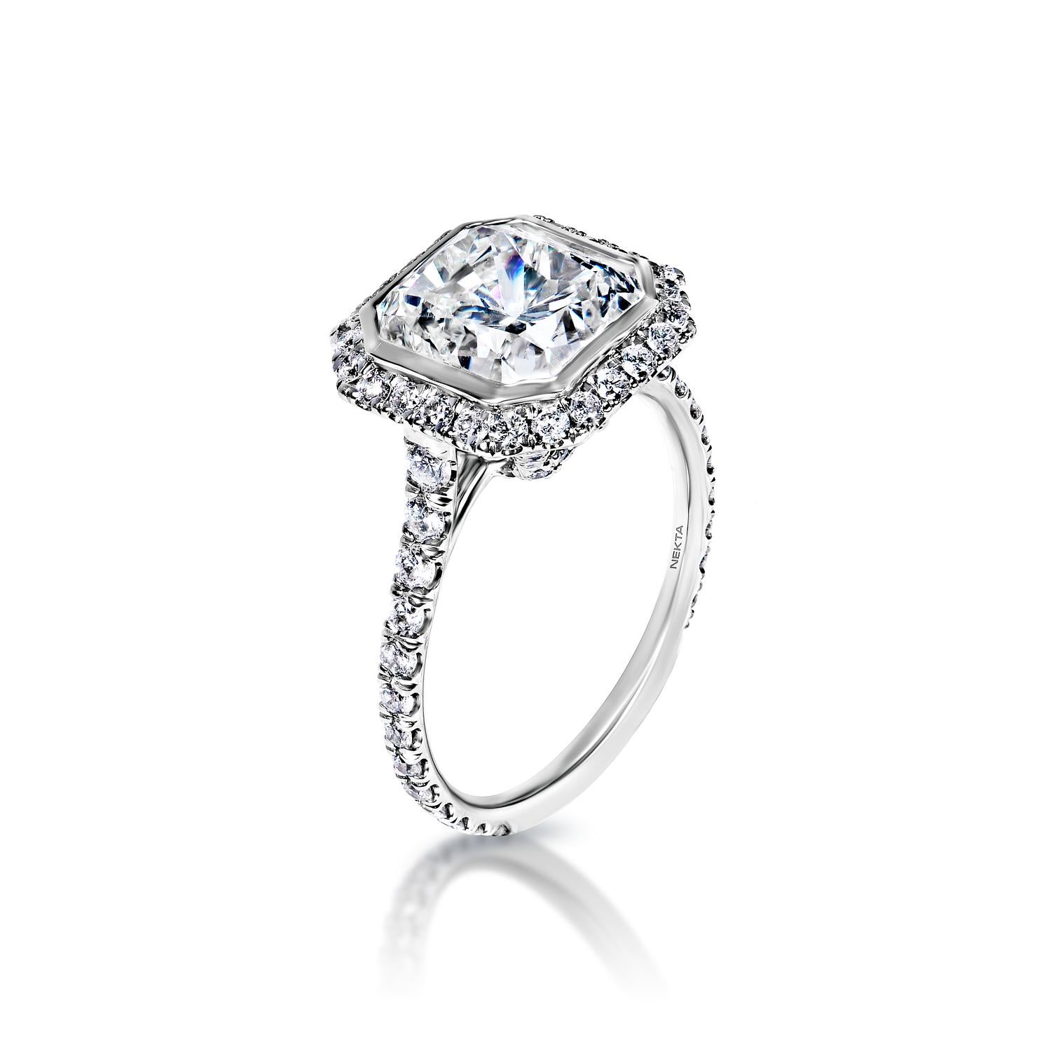 Verlobungsring mit 5 Karat Diamanten im Kissenschliff, zertifiziert G VS2 im Zustand „Neu“ im Angebot in New York, NY