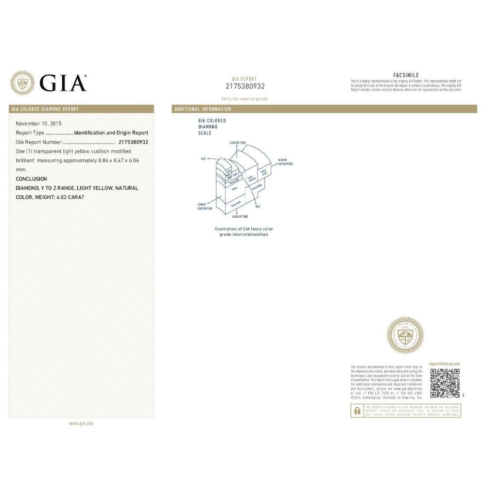 Bague de fiançailles avec diamant taille coussin de 5 carats certifié GIA LY Neuf - En vente à New York, NY