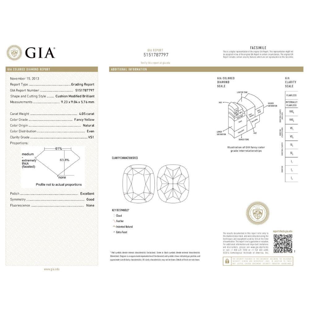Bague de fiançailles avec diamant taille coussin de 5 carats certifié GIA NFY VS1 Neuf - En vente à New York, NY